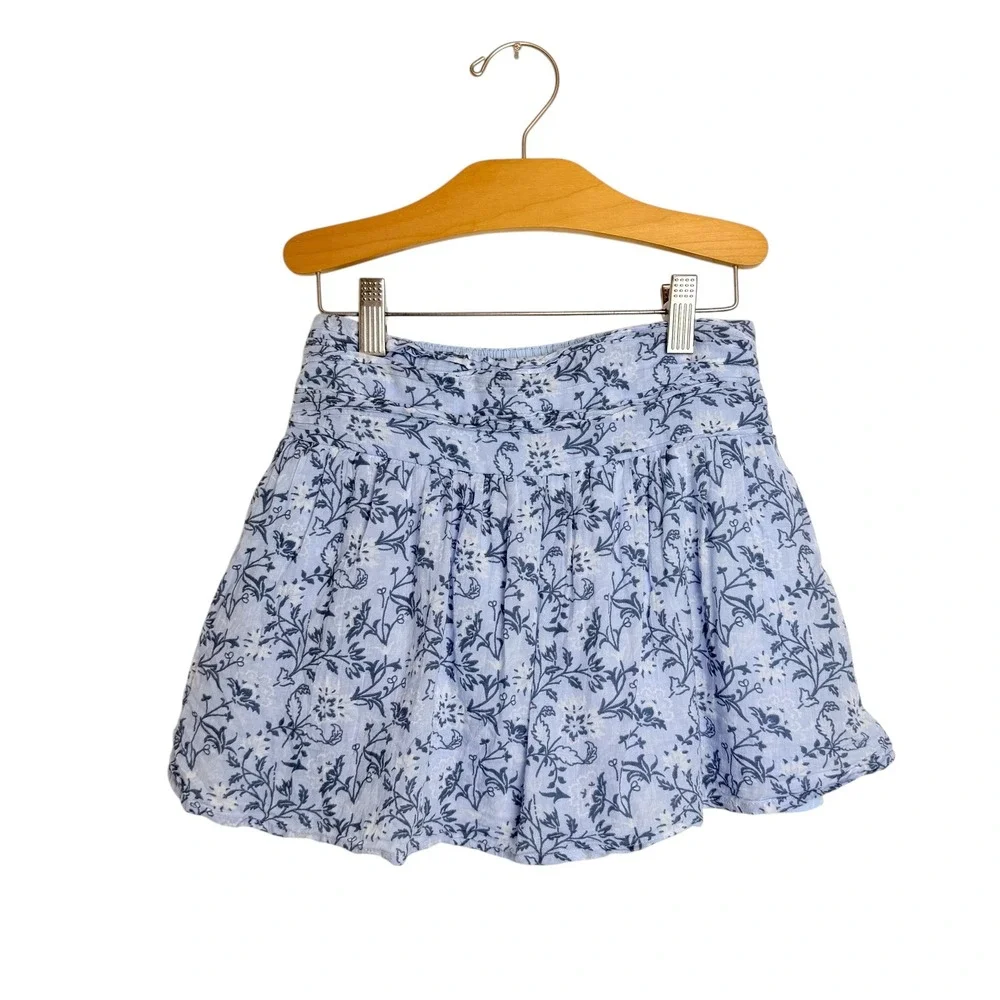 Abercrombie Kids Girls Blue Floral Smocked Skort Size 7/8 Cotton Skorts
